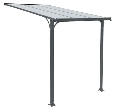 Produktbild von HOME DELUXE - Vordach Haustür CUBIS - Größe: Medium - 219 x 150 x 258 cm - Anthrazit, Gestell: Aluminium, inkl. Polycarbonat Platten I Hautürvordach Pultdach Glasvordach
