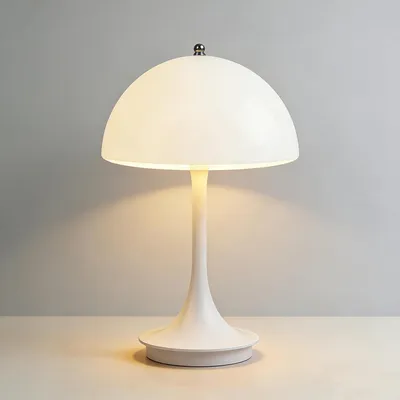 Produktbild von LED Pilz Tischlampe Touch 3 Farben Dimmbar 1800mAh Akku USB-C Nachtlicht Atmosphäre Schreibtischlampe für Nachttisch Schlafzimmer Café Deko Weiß