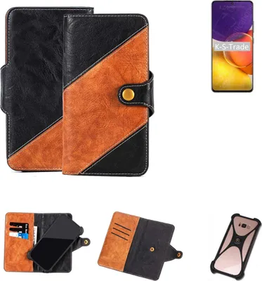 Produktbild von K-S-Trade Handyhülle Schutzhülle Bookstyle Case Wallet-Case kompatibel mit Samsung Galaxy Quantum2 Handy Cover Bumper Klapphülle schwarz hellbraun