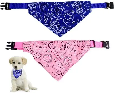 Image de Ibenzoa® : Bandanas réglables pour chiens et chats – Lot de 2 en polyester, motif floral bohème, avec fermeture réglable, confortables et élégantes pour le quotidien, les fêtes et les photos