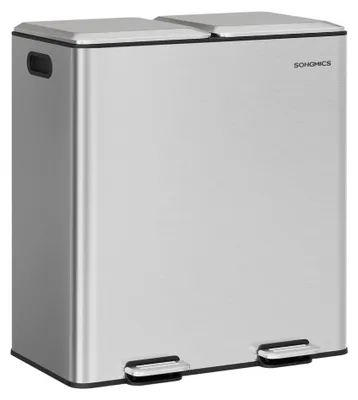 Produktbild von Küchenabfallbehälter 2 x 30 l mit 2 Fächern | Silber | 58,5x64x37cm