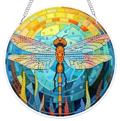 Image de Kit de création de pendentif "Dragonflies" en strass 5D, avec chaîne, pour enfants et adultes