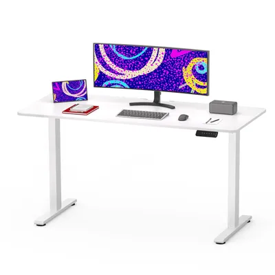 Produktbild von SANODESK Höhenverstellbarer Schreibtisch 120 x 60 cm Schreibtisch Höhenverstellbar Elektrisch Ergonomischer Steh-Sitz Tisch Computertisch (Weiß)