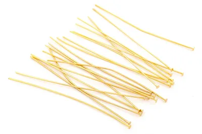 Produktbild von Vintageparts Nietstifte Messing 65 mm 18K Goldbeschichtung, 20 Stück