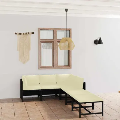 Produktbild von 6-tlg. Garten-Lounge-Set mit Kissen Poly Rattan Schwarz , Gartenmöbel-Sets Design 2024
