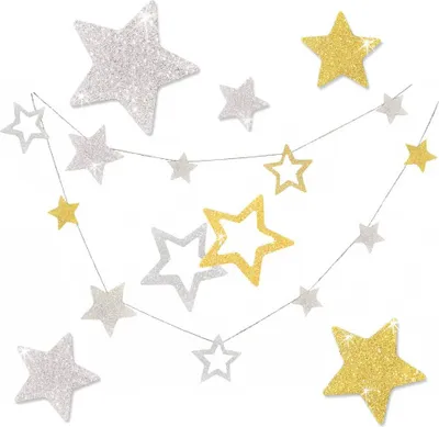 Produktbild von Oblique Unique Deckenhänger Girlande Sterne Weihnachten Weihnachts Deko - silber-gold