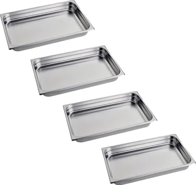 Produktbild von Vogue GN-Behälter GN1/1 - 6,5cm - 9 L - 4 Behälter - Edelstahl