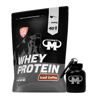 Produktbild von Mammut Nutrition - Whey Protein 1000 g Beutel - 40 Portionen Eiweiß + GRATIS Powderbank, Geschmack: Iced Coffee