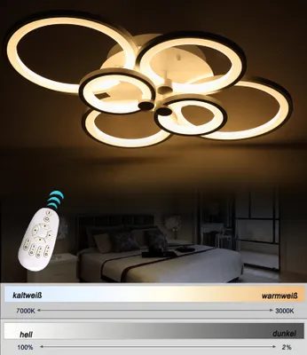 Produktbild von LED Deckenleuchte 6067-6fl 80x58x16cm LED 70W mit Fernbedienung Lichtfarbe/ Helligkeit einstellbar Acryl-Schirm weiß lackierte Metallrahmen Design