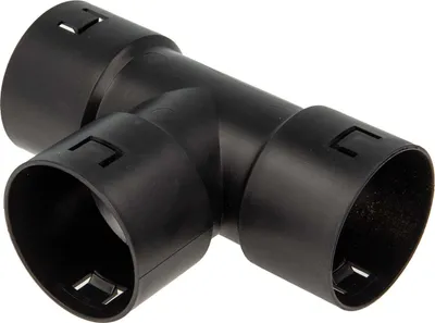 Produktbild von tecuro T-Stück allseitig DN 80 für Drainagerohr - Kabelschutzrohr, mit Klicksystem, PP-schwarz
