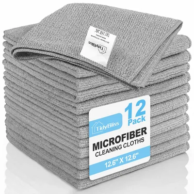 Imagen del producto de Paños de limpieza de microfibra, 12 unidades, 32 x 32 cm, reutilizables, para la cocina y el hogar