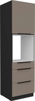 Produktbild von Einbau-Backofenschrank mit Schubladen LUNARA – Breite 60 cm, Dunkelbeige/Schwarz