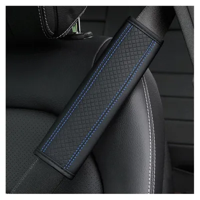 Immagine prodotto di 2 protezioni per cinture di sicurezza, auto, colore nero/blu, per copriguinzaglio