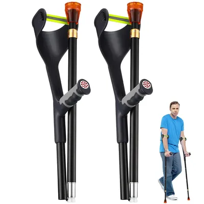 Produktbild von unterarmstütze gehhilfe, faltbar, verstellbar 140-190cm, tpr griff,unterarmgehstock für jung & alt