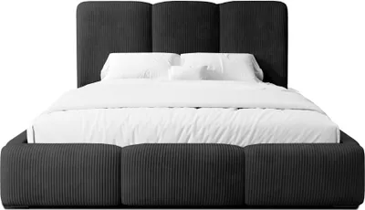 Produktbild von FEDVE Polsterbett Doppelbett Walmer Schlafzimmer Bett Bettkasten 180x200 cm Schwarz (Lincoln 100)