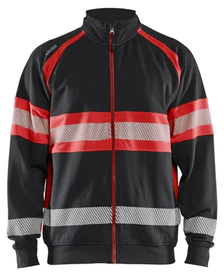 Produktbild von Blakläder High Vis Sweatjacke 3551, Farbe:Schwarz/High Vis Rot, Größe:4XL