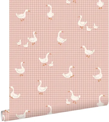 Zdjęcie produktu dla ESTAhome Tapeta słodkimi gęsiami różowym 50 x 900 cm