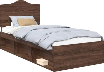 Image de vidaXL Cadre de lit marron aspect chêne 75 x 190 cm Pin massif