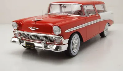 Produktbild von KK Scale 181291 Chevrolet Bel Air Nomad Custom 1956 rot weiß 1:18