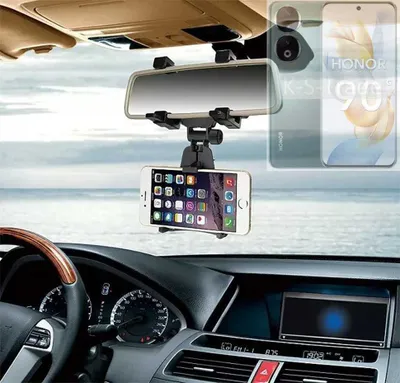 Produktbild von K-S-Trade Smartphone Halterung kompatibel mit Honor 90 Rückspiegel Halterung schwarz Auto Halterung KFZ Halter