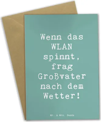 Produktbild von Mr. & Mrs. Panda valentinstagskarte Spruch Großvater Wissen - Meeresbrise - Geschenk, Generationen, Humor, Familie, einzigartige Designs, weihnachtskarten, Beileidskarte