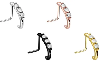 Produktbild von Nasenpiercing, Nasenstecker Chirurgenstahl Nasenstecker 3 GROSSE KRISTALLE