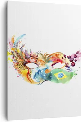 Produktbild von Bild auf Leinwand - Leinwandbild - Einteilig - Flagge Karneval Brasilien - 70x100cm - Wand Bild - Wanddeko - Wandbilder - Leinwanddruck - Wanddekoration - Leinwand bilder - Wandbild - PA70x100-3036
