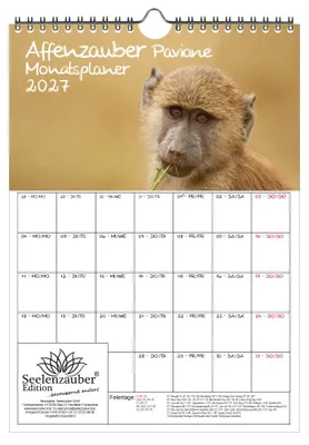Produktbild von Pavianzauber Planer DIN A4 Kalender für 2027 Affen - Seelenzauber
