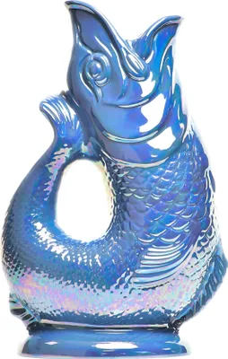 Produktbild von Gluckigluck Wasserkaraffe mit Gluckergeräusch, handgefertigt, ikonisches Design, Farbe:Meeresblau schimmernd, Fassungsvermögen:1,2 L