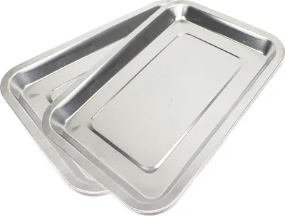 Produktbild von 4-teiliges Set aus rechteckigem Grillgeschirr aus Edelstahl, Campingtablett, 10 Zoll