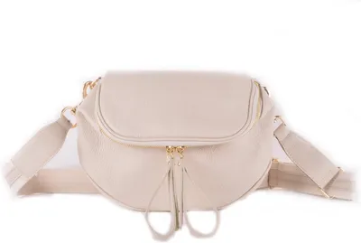 Productafbeelding van Lederen heuptas - beige - Italy