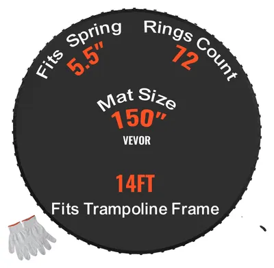 Obrázek produktu pro VEVOR náhradní skákací podložka na trampolínu pro rám 426 cm, univerzální skákací podložka pro kulatou trampolínu, zesílená podložka odolná proti UV záření se 72 odolnými V-kroužky