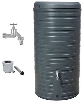 Immagine prodotto di GARANTIA NORDIC 2in1 serbatoio per pioggia set completo 300 litri grigio grafite incl. rubinetto cromato e raccordo pluviale