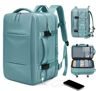 Produktbild von STUNQ® Reisrugzak Herren Damen 39L USB Ladeport 17 Zoll Laptoptasche wasserdicht Schulrucksack