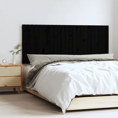 Produktbild von "2026 Promotion" Wand-Kopfteil Schwarz 147x3x60 cm Massivholz Kiefer - Bettkopfteil CC29088