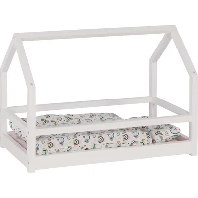Produktbild von goki 51520 Puppenbett Giebeldach 60 x 29 x 41,5 cm, Holz, weiß