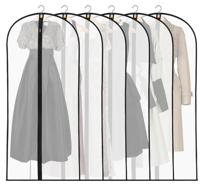 Produktbild von Kleidersack - 6 Stück Set - Zur Aufbewahrung von Kleidung - Transparent - 60 x 140 cm
