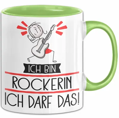 Produktbild von Geschenk für Rockerin Tasse Lustige Geschenkidee Geburtstag Ich Bin Rockerin Ich Darf Das (Grün)