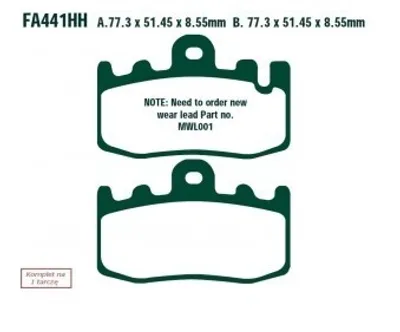 Productafbeelding van Remblokken EBC, type FA441HH, gesinterd metaal