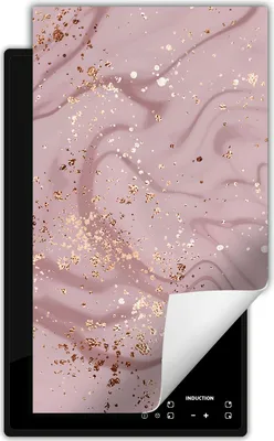 Produktbild von DarHaus Herdabdeckplatte 1 teilig 30x52 cm Anti Rutsch Matte Aufrollbar, Rosa - Marmor