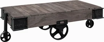 Image de MASSIVMOEBEL24 | Table basse 120x60 Manguier laqué Gris RAILWAY #260
