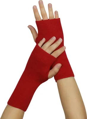 Produktbild von wobera Angora Pulswärmer oder Stulpen mit Daumenloch (Gr. 2, Farbe: granatrot)