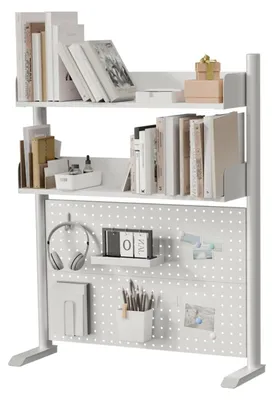 Schreibtisch-Organizer 2 Ebenen, weiß, 80 cm, mit Pegboard