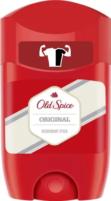 A red Old Spice deodorant stick with a white and red label.