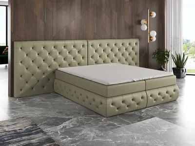 Produktbild von Boxspringbett OSK 180x200 mit 2 Bettkästen, Bonell-Matratze und Topper. Farbe: Beige.