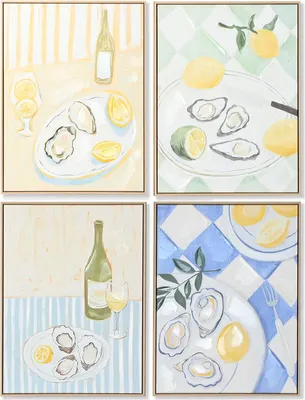 Image de Tableau Home ESPRIT Jaune Bleu Méditerranéen 60 x 4 x 80 cm (4 pièces)