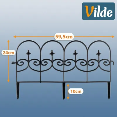 Obrázek produktu pro Vilde | Ohraničení záhonu - Sada 12 ks - 59,5x24 cm - Odolné vůči povětrnostním vlivům - Plast - Zahradní plot černý