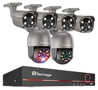 Immagine prodotto di Sistema di videosorveglianza, risoluzione 5 MP, accesso remoto, NVR a 8 canali con 6 telecamere, Nessuna-a
