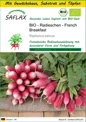 Produktbild von SAFLAX Anzucht Set - BIO - Radieschen - French Breakfast - Raphanus sativus - 150 Samen - Mit Mini-Gewächshaus, Anzuchtsubstrat und 2 Töpfen