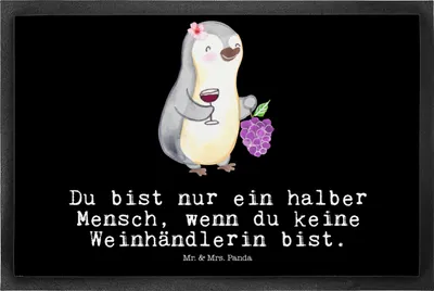 Produktbild von Mr. & Mrs. Panda Schmutzfänger Weinhändlerin Herz 50 x 75 cm - Schwarz - Geschenk, Schmutzfangmatte, Schuhabstreifer, Schmutzmatte, fußmatte, Bodenvorleger, Fußabtreter